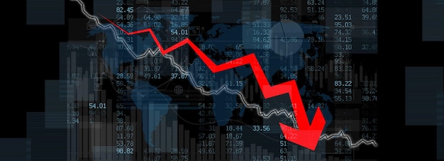 Econimical crisis concept Spread in the world economy is down 3d illustration