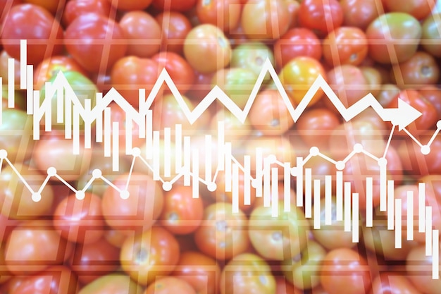 写真 トマト価格の経済危機 金融崩壊 株価下落 グラフ下落 経済危機 農業生産減