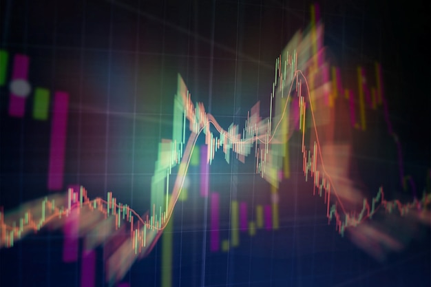 Grafico economico con diagrammi sul mercato azionario, per rapporti e concetti aziendali e finanziari. astratto sfondo blu.