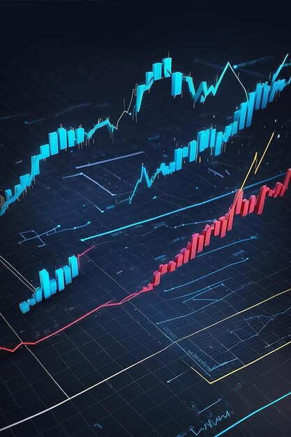 Economic graph with diagrams on the stock market for business and financial concepts and reportsabstract blue vector background