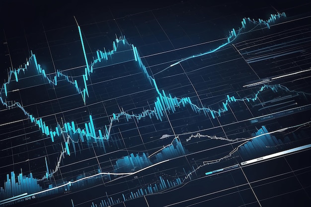 Экономический график с диаграммами на фондовом рынке для деловых и финансовых концепций и отчетов абстрактный синий векторный фон