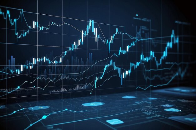 株式市場の経済グラフ ビジネスと金融の概念とレポート 抽象的な青いベクトル背景