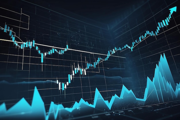 Экономический график с диаграммами на фондовом рынке для деловых и финансовых концепций и отчетов абстрактный синий векторный фон