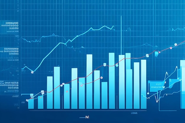 Economic graph with diagrams on the stock market for business and financial concepts and reportsabstract blue vector background