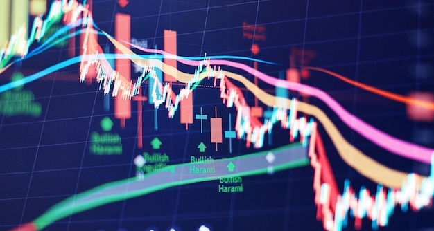 Economic graph with diagrams on the stock market for business and financial concepts