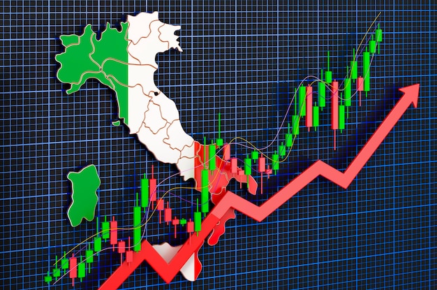 Economic growth in Italy uptrend market concept 3D rendering
