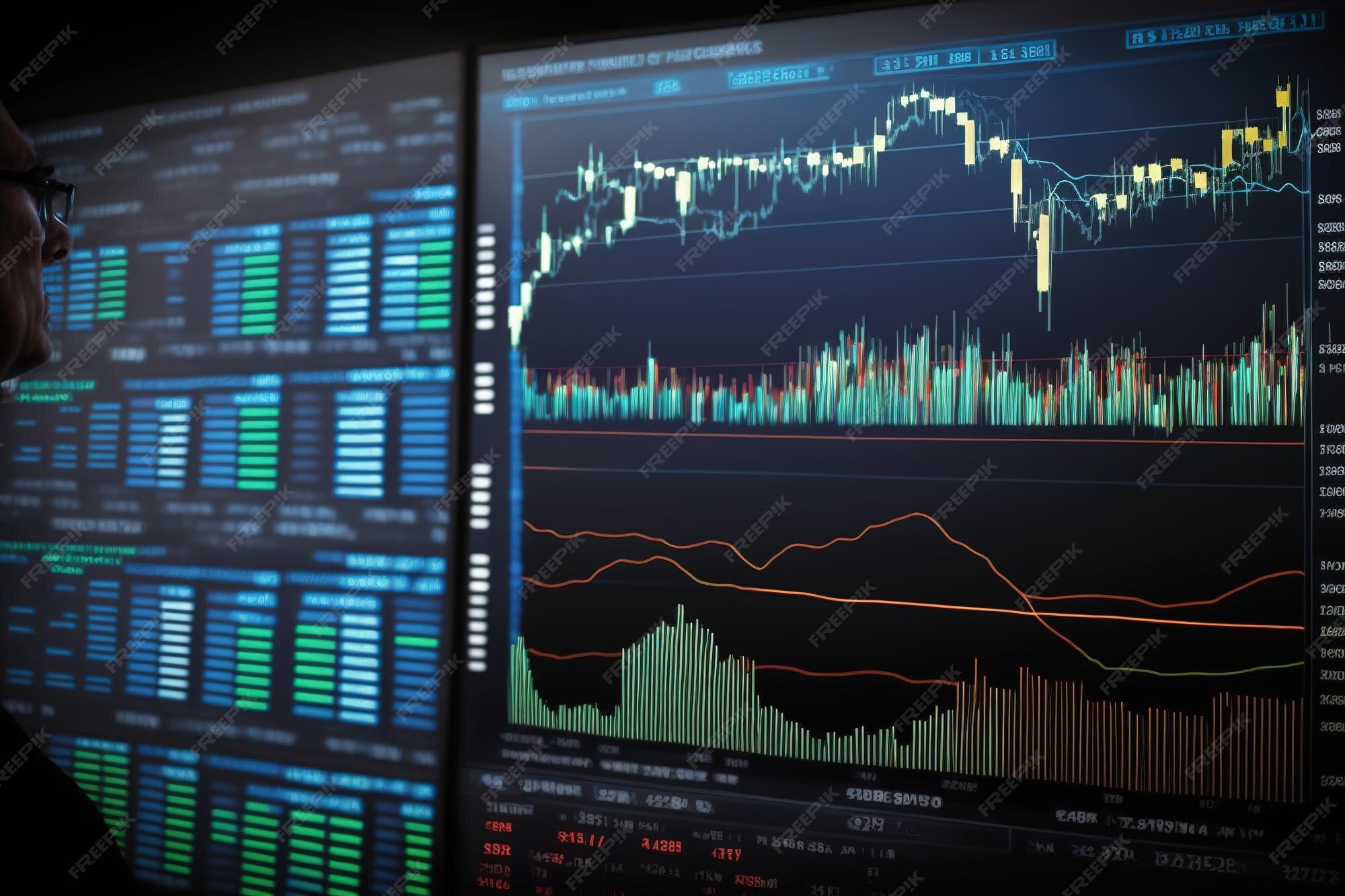 Premium Photo Economic outlook in charts on a monitor recession