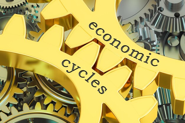 Economie Cycles concept op de tandwielen 3D-rendering