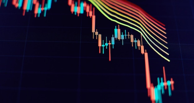 Economische grafiek met diagrammen op de aandelenmarkt voor zakelijke en financiële concepten en rapporten