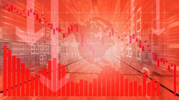 Economische recessie aandelen- en activaprijzen kelderenFinanciële en investeringswereld Abstracte achtergrond