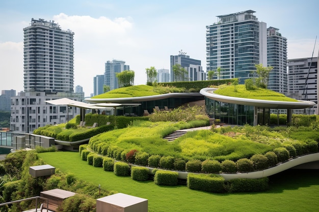 EcoPark Modern Architecture Rooftop Lawns Urban Greenery