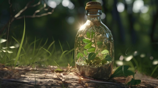 Foto ecovriendelijk plantenecosysteem in een fles