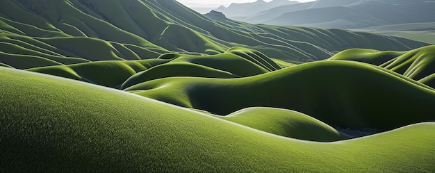 Foto ecoweave aerial fabric di catene montuose con gradiente verde artistico
