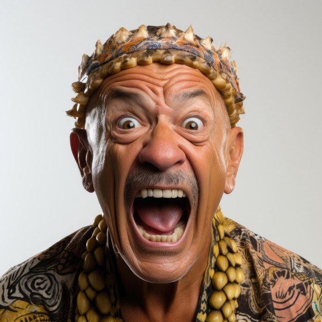 Photo ecstatic polynesian man in striking studio headshot