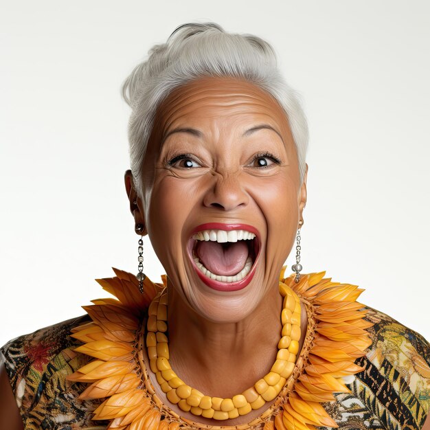 Ecstatic Polynesian Woman in Engaging Studio Headshot