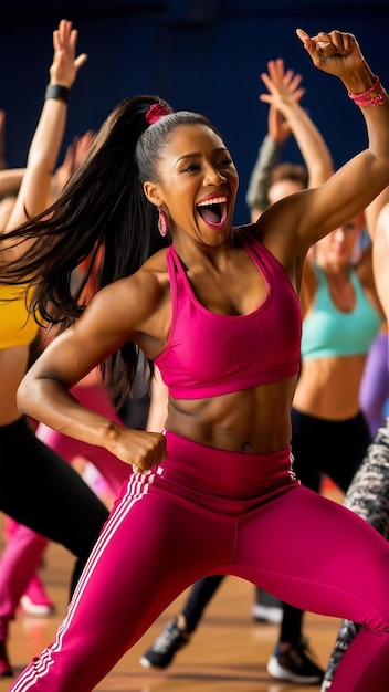 Ecstatic woman doing zumba