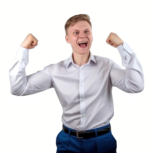 Ecstatic young man celebrating success