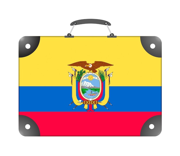 Флаг Эквадора в виде дорожного чемодана на белом фоне - иллюстрация