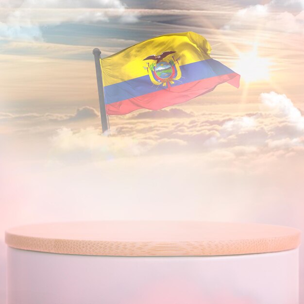 A ecuador flag podium cloud sky background