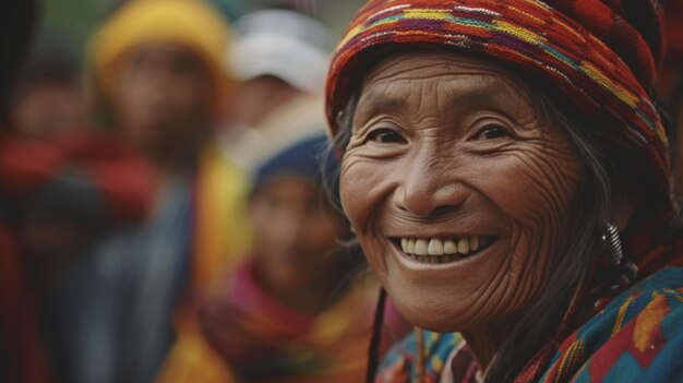 Ecuadorian woman beaming with joy GENERATE AI