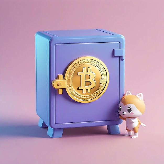 Ed illustration of cryptocurrency with safe box