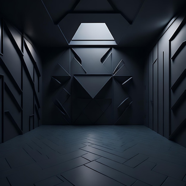 Ed zwarte geometrische kamer mockup Donkere achtergrond