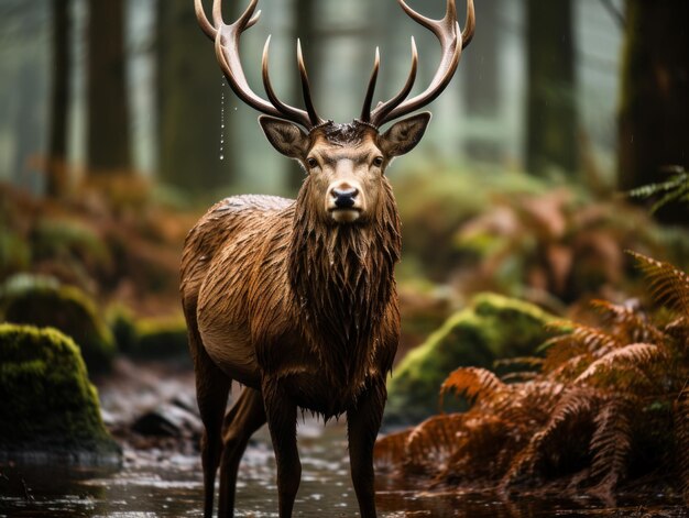 Edelherten in het bos