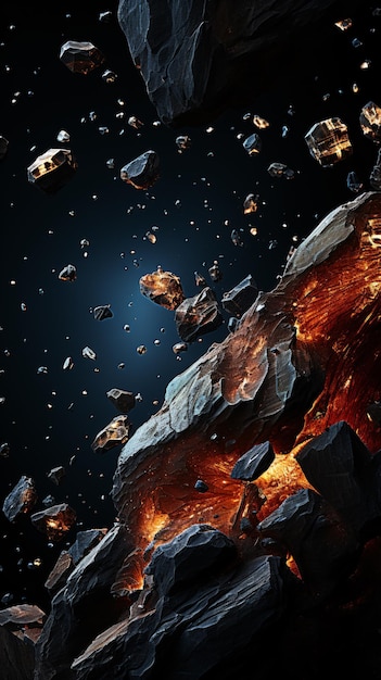Edelstenen ruimte asteroïden met mineralen achtergrond