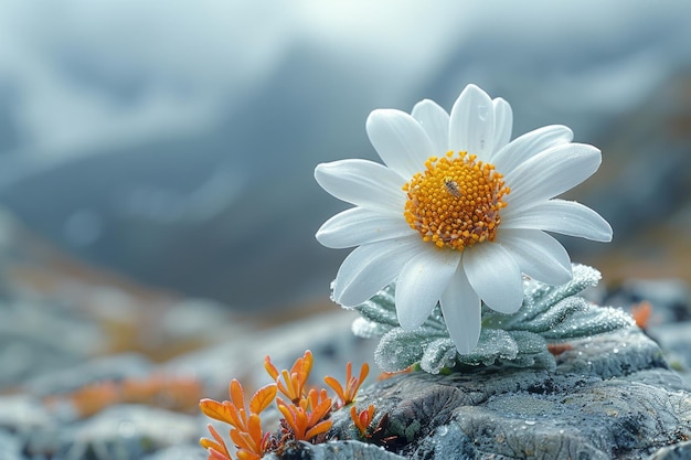 Photo an edelweiss flower in full bloom showing its delicate petals and fuzzy white hairs