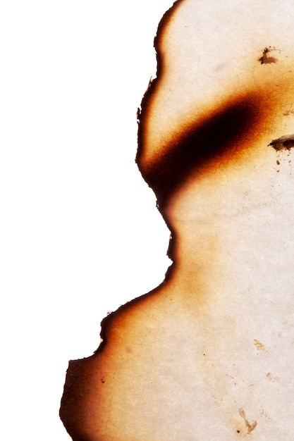 The edge of the burnt paper is insulated on a white background. High quality photo