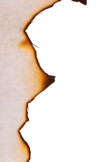 The edge of the burnt paper is insulated on a white background. High quality photo