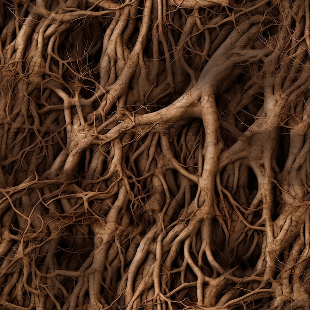 Photo edgeless tileable texture pattern of roots in the ground