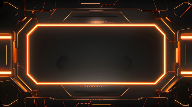 Edgy black and orange live stream overlay video screen interface frame setup