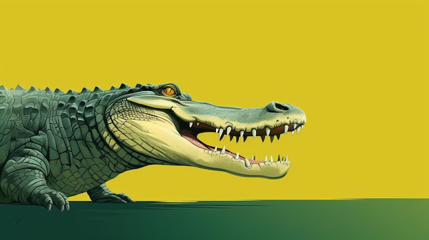 Edgy Caricature Of A Crocodile On A Minimalist Background