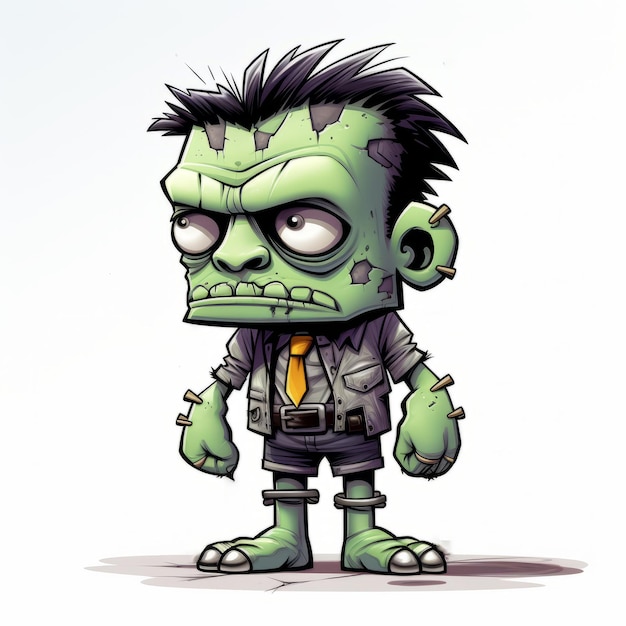 Photo edgy cartoon zombie in suit frankenstein monster concept art
