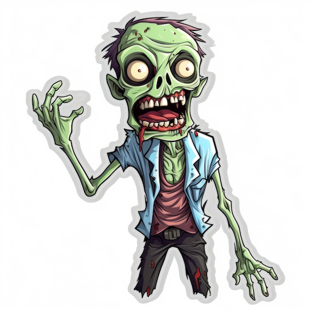 Foto edgy zombie sticker uniek karikatuurontwerp voor grootouders