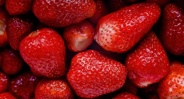 Edible background of ripe strawberries stock image