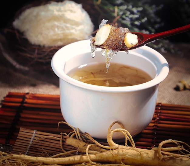 Edible bird's nest soup in a bowl The bird's nest