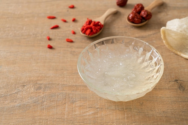 Edible bird's nest soup in glass bowl - Healthy food style