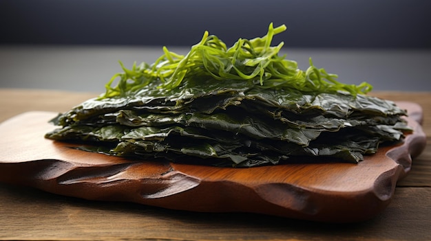 Photo edible cooked green seaweed