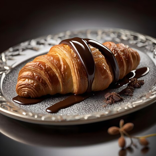 Edible Gold Flakes on Croissant Image