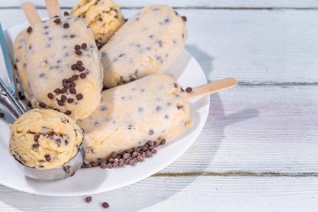 Edible raw cookie dough popsicles