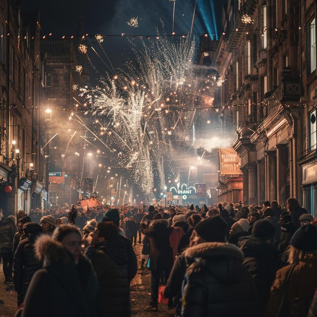 Edinburgh Nieuwjaarsfeest op straat