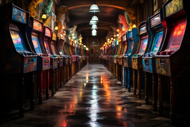 Edinburgh Scotland 24 September 2019 Colourful slot machine lights High quality photo