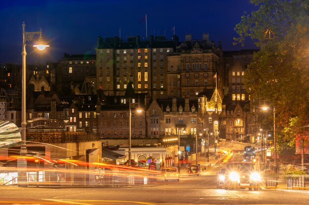 Edinburgh street at sunset