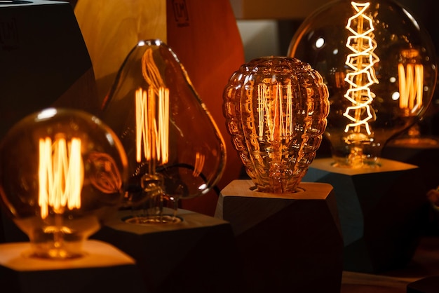 Edison lamp of various kinds circle sphere man