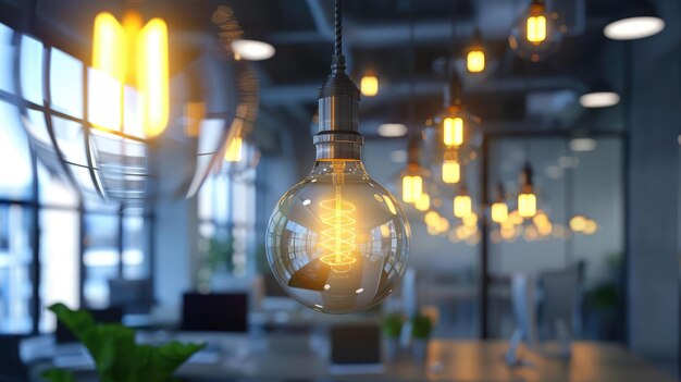 Foto le lampadine di edison pendono dal soffitto.