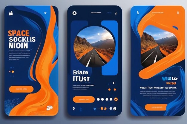 Photo editable social media instagram story for action adventure in orange blue color