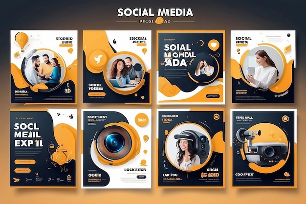 Photo editable social media post template 3d social media banner ads