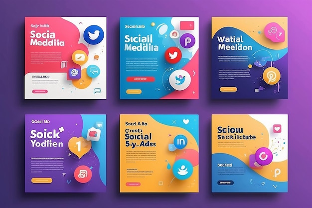 editable social media post template 3D social media banner ads